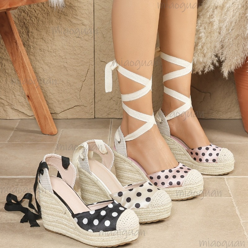 Espadrille Wedge Shoes - Damskie sandały espadryle na koturnie w