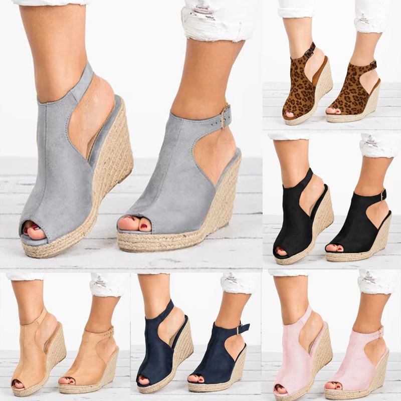 Espadrille Wedge Shoes - Sandały na obcasie dla kobiet lato