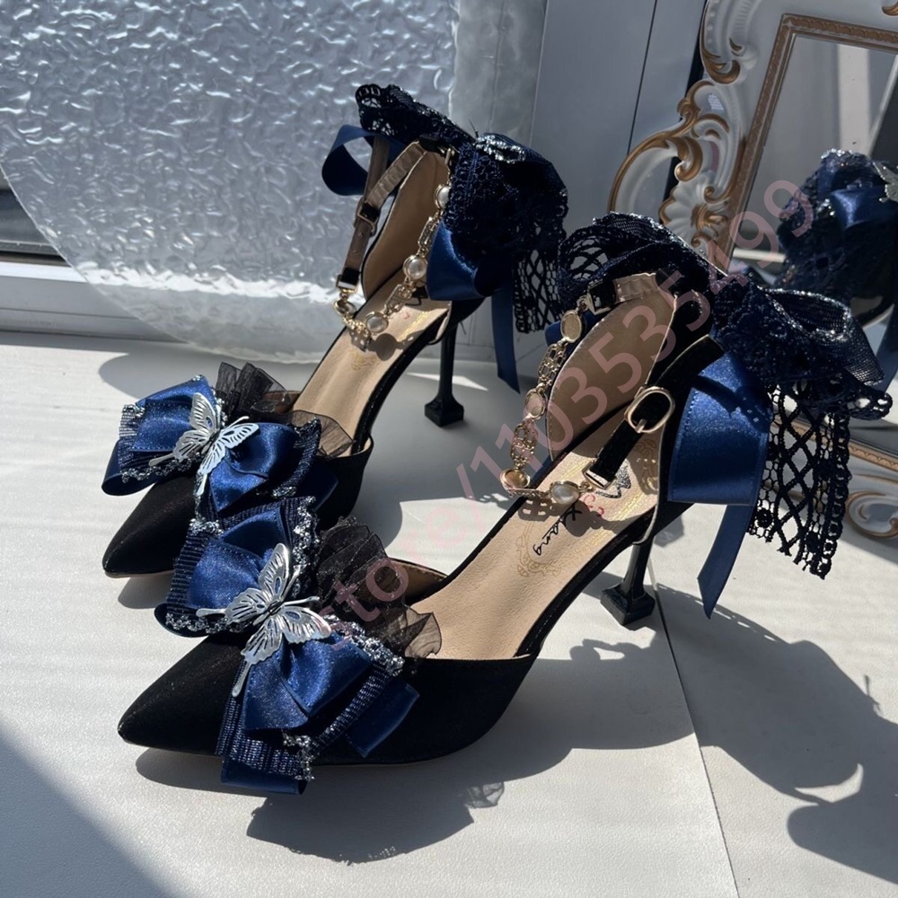 Women'S Shoes Navy Blue - Szpilki damskie 2026, nowe, satynowe, z