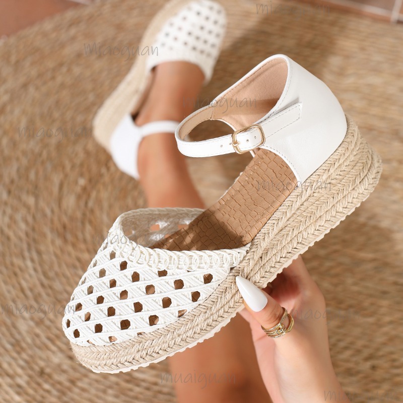 Espadrille Wedge Shoes - Damskie espadryle na koturnie w stylu