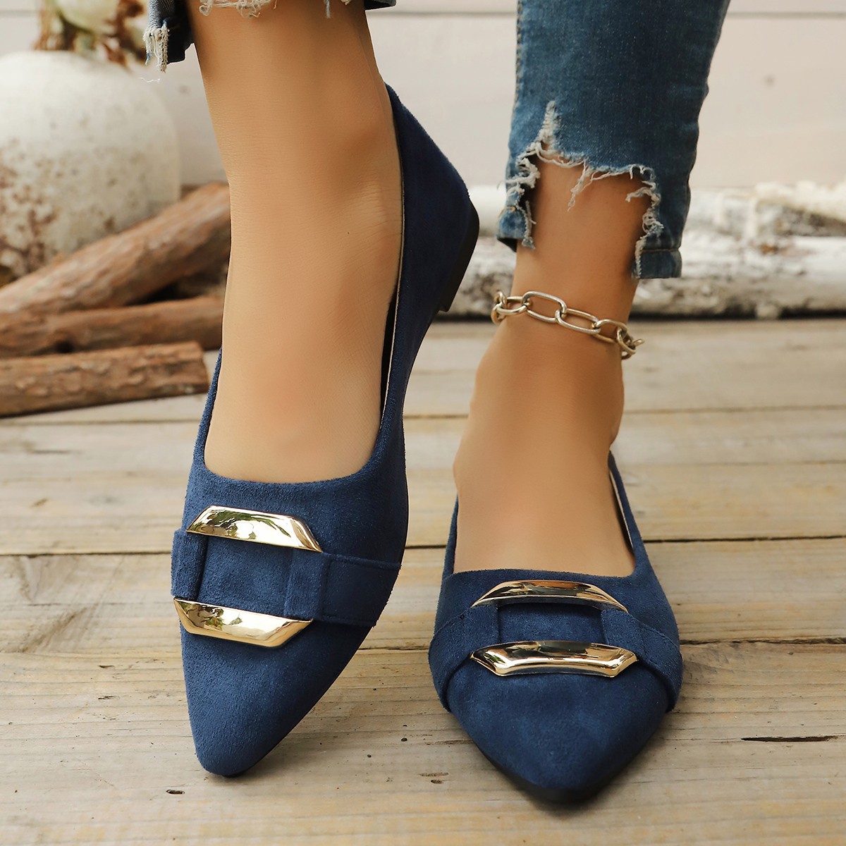 Women Shoes Casual - Eleganckie, seksowne, szpiczaste buty na niskim