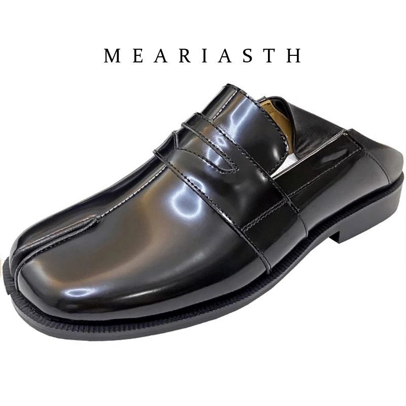 Women'S Shoes Loafers Black - Czarne buty Tabi z dzielonym palcem,
