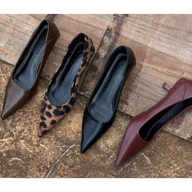 Shoes Women Pumps - 2024 Kobiety Seksowne Wysokie Obcasy Burgundy