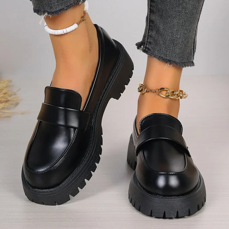 Women'S Shoes Loafers Black - Mokasyny damskie plus size 35-43, czarne,