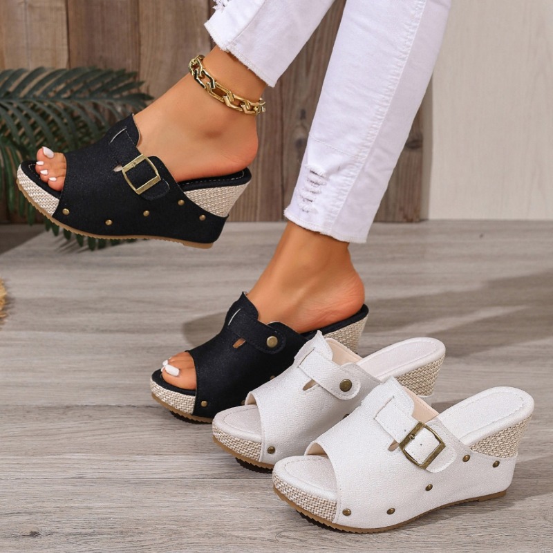 Espadrille Wedge Shoes - Letnie espadryle damskie na platformie, klapki