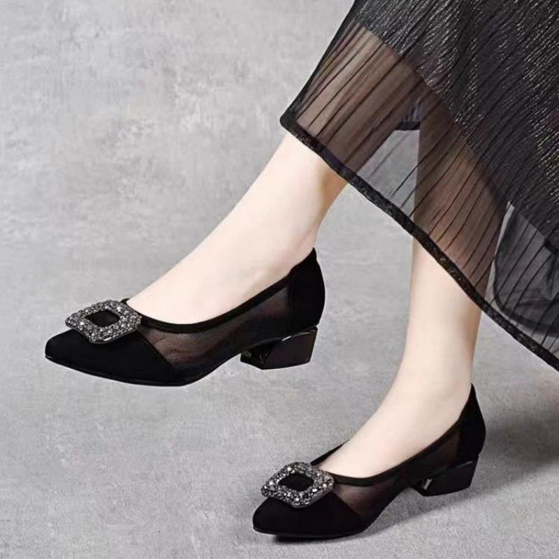 Shoes Women Pumps - Eleganckie czółenka z ostrym noskiem, siateczkowym