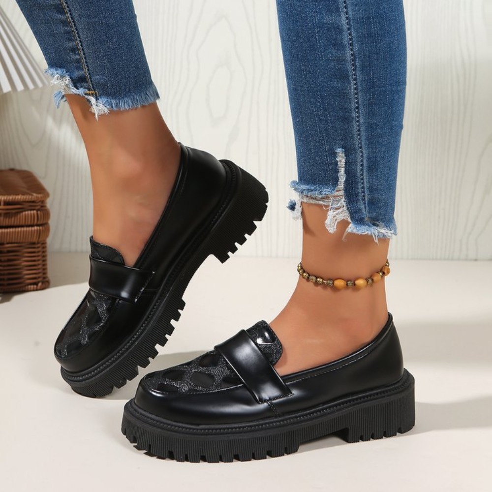 Damskie mokasyny na platformie – Women'S Shoes Loafers Black recenzja i cena