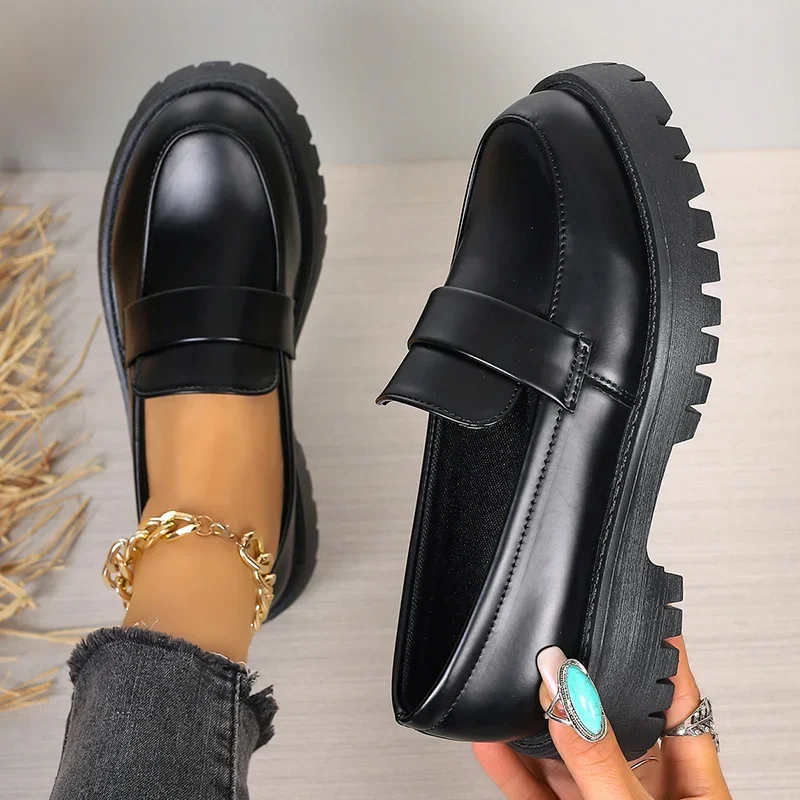 Mokasyny damskie plus size 35- – Women'S Shoes Loafers Black recenzja i cena