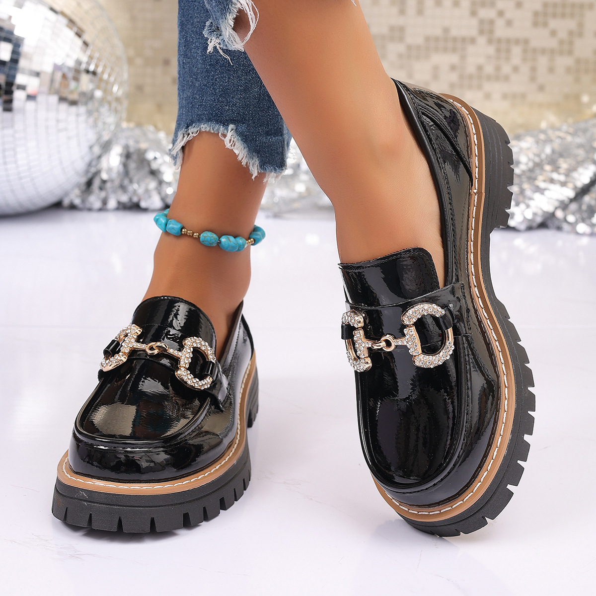 Retro Czółenka na Niskim Obcas – Women'S Shoes Loafers Black recenzja i cena